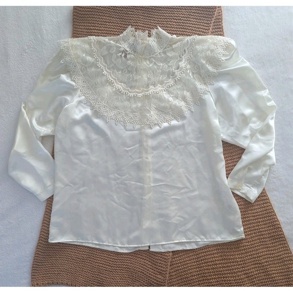 Tops - VTG Worthington Long Sleeve Lace‎ Collar Blouse Womens Sz 18 Cottagecore Regency